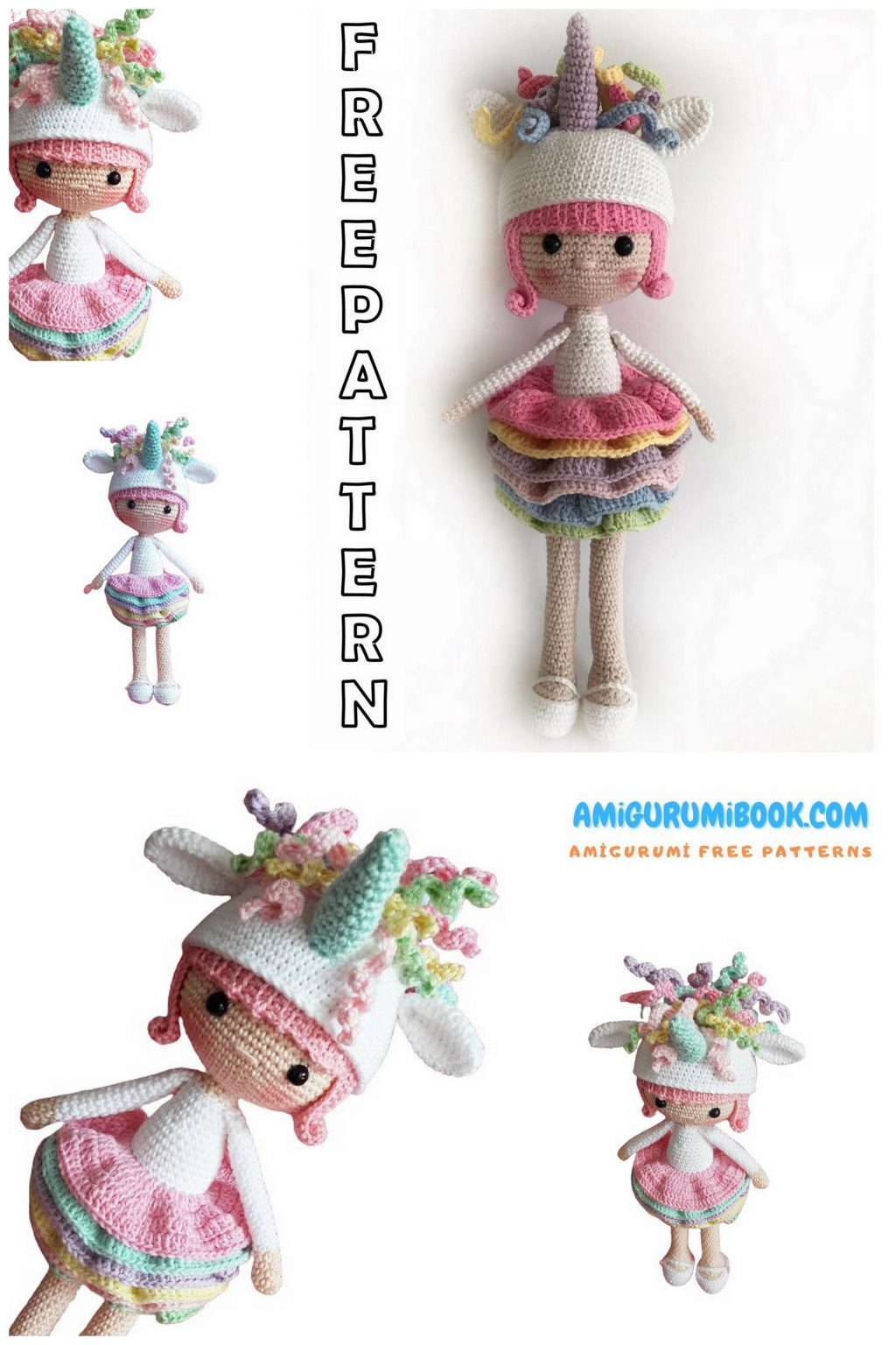 Unicorn Hat Girl Dora Amigurumi Doll Free Pattern – Amigurumibook.com