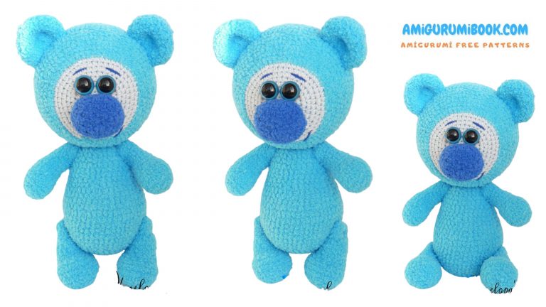 Blue Cute Teddy Bear Amigurumi Free Pattern