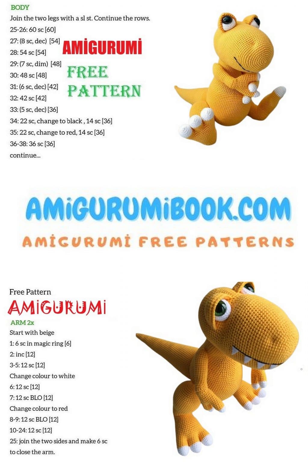 Dinosaur T Rex Amigurumi Free Pattern Amigurumibook