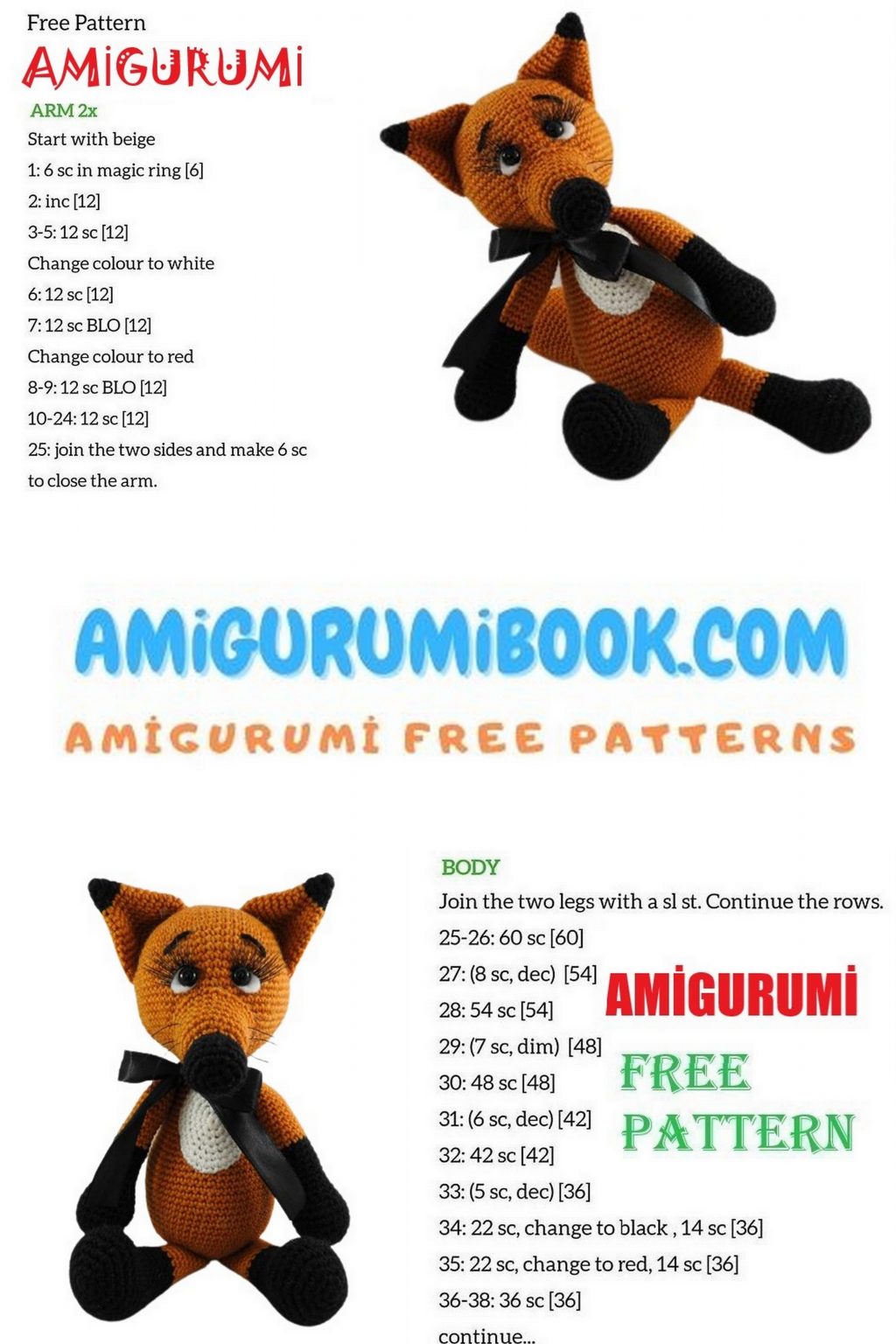 Cute Fox Vicky Amigurumi Free Pattern – Amigurumibook.com