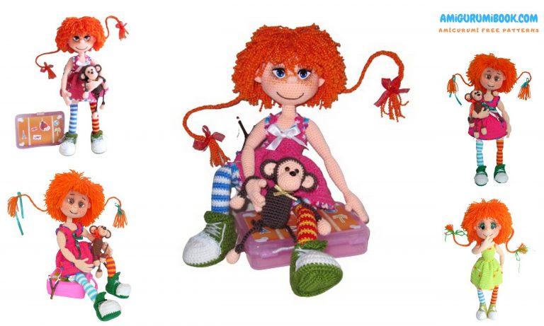 Pippi Doll And Monkey Amigurumi Free Pattern