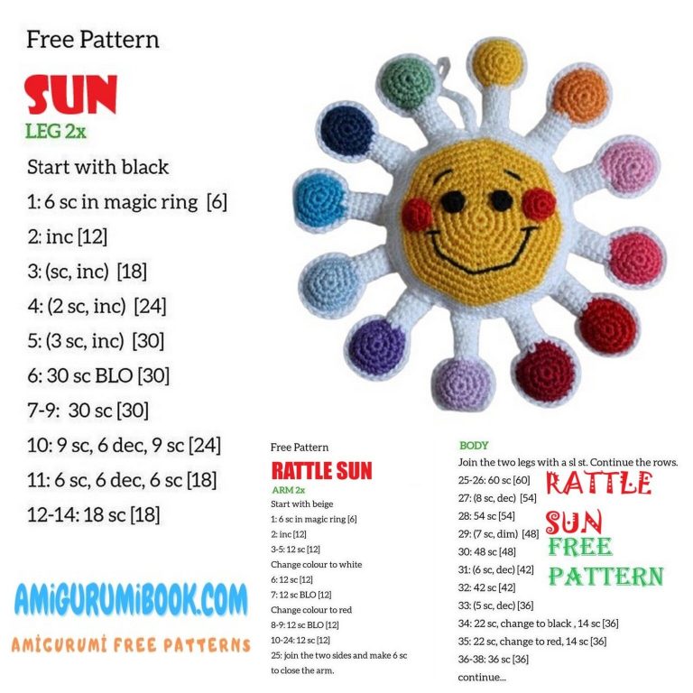 Rattle Sun Amigurumi Free Pattern