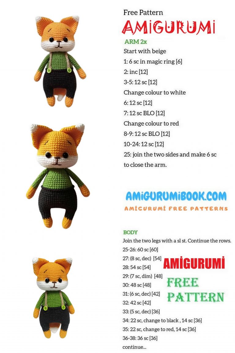 Little Cute Fox Amigurumi Free Pattern – Free Amigurumi Crochet Patterns