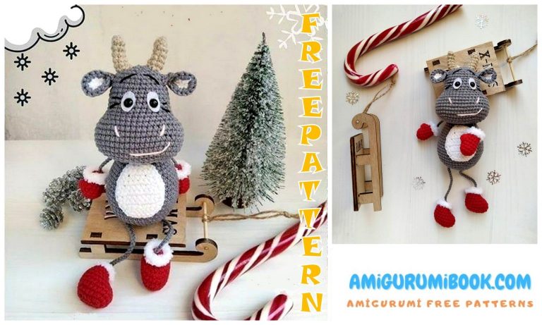 Christmas Bull Amigurumi Free Pattern