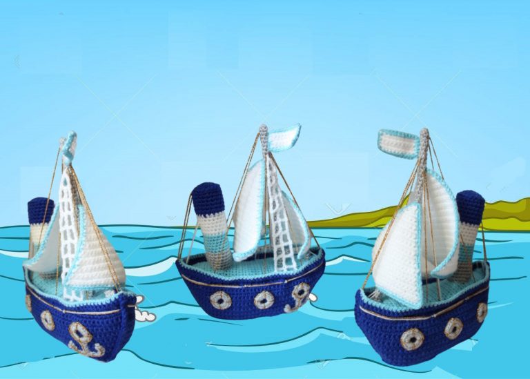 Blue Steamship Amigurumi Free Pattern