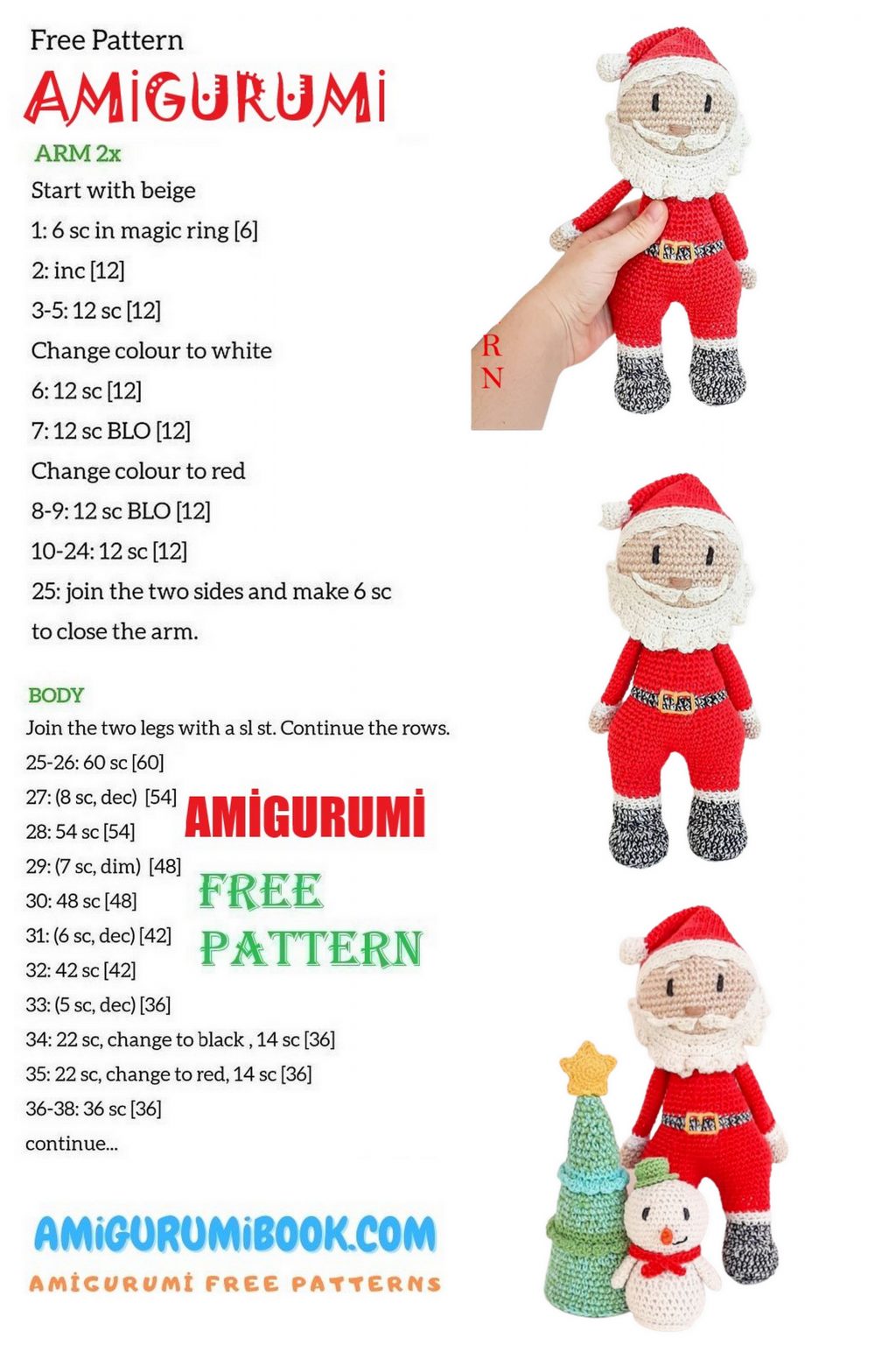 Cute Santa Claus Amigurumi Free Pattern - Free Amigurumi Crochet Patterns