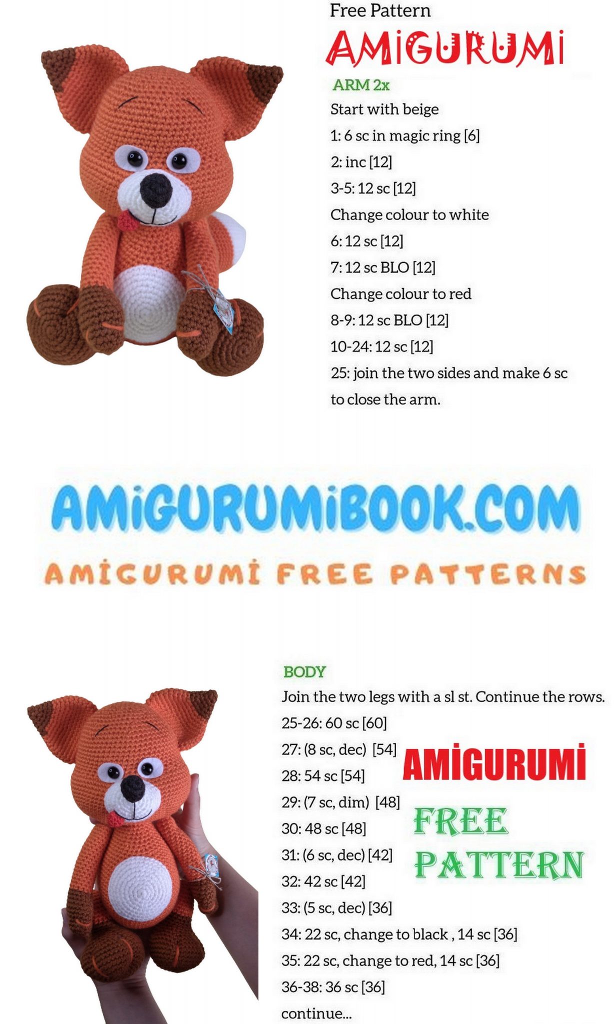 Cute Baby Fox Amigurumi Free Pattern - Free Amigurumi Crochet Patterns