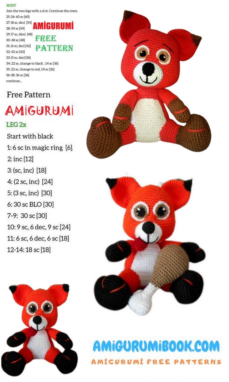 Cute Baby Fox Amigurumi Free Pattern - Free Amigurumi Crochet Patterns