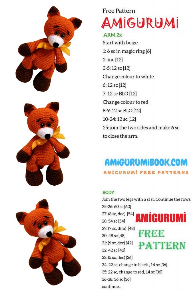 Handsome Fox Amigurumi Free Pattern – Amigurumibook.com