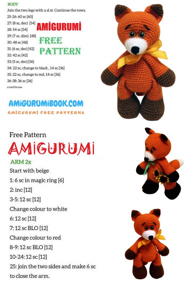 Handsome Fox Amigurumi Free Pattern - Free Amigurumi Crochet Patterns