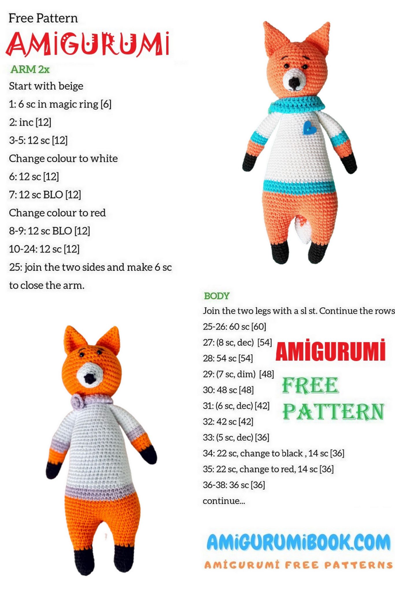 Cub Fox Amigurumi Free Pattern – Free Amigurumi Crochet Patterns