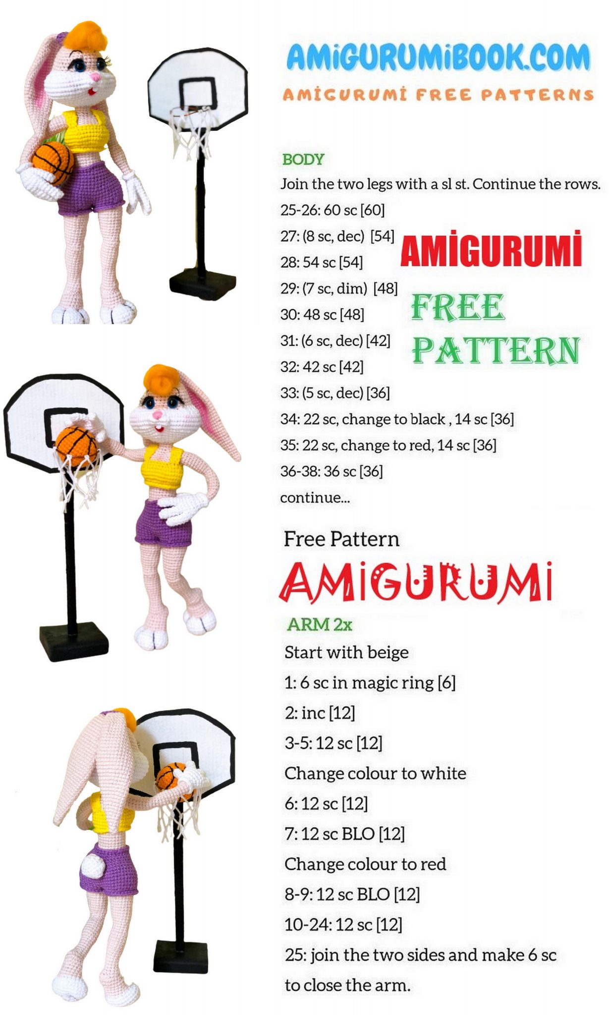 Lola Bunny Amigurumi Free Pattern Free Amigurumi Crochet Patterns 4917