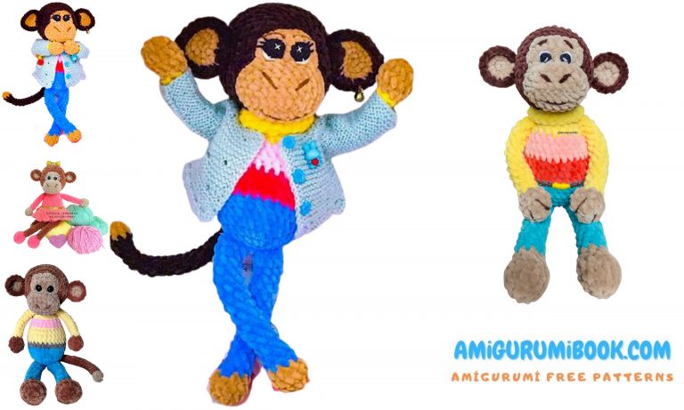 Velvet Rainbow Monkey Amigurumi Free Pattern