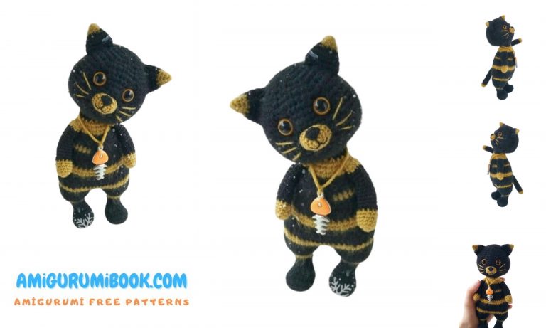 Yellow Black Spotted Cat Amigurumi Free Pattern