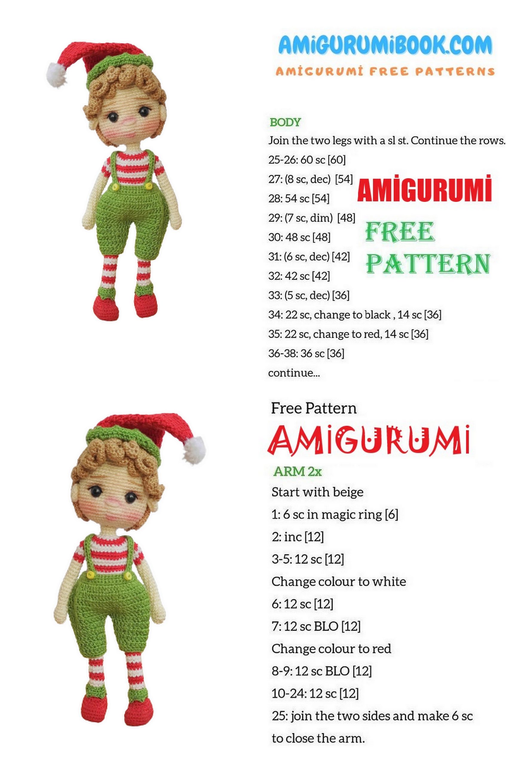 Overalls Christmas Elf Amigurumi Free Pattern - Free Amigurumi Crochet ...