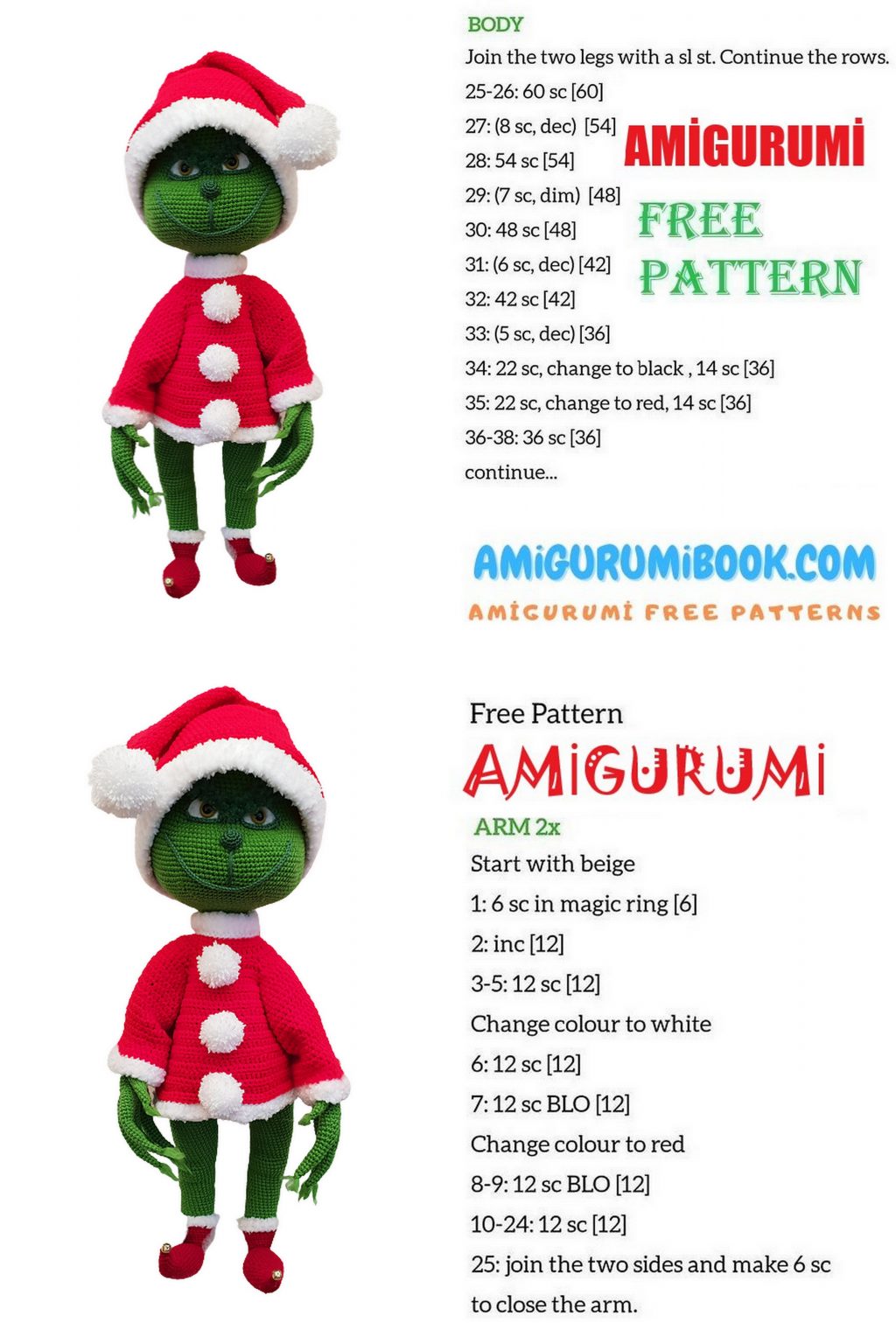 Christmas Grouch Amigurumi Free Pattern – Amigurumibook.com