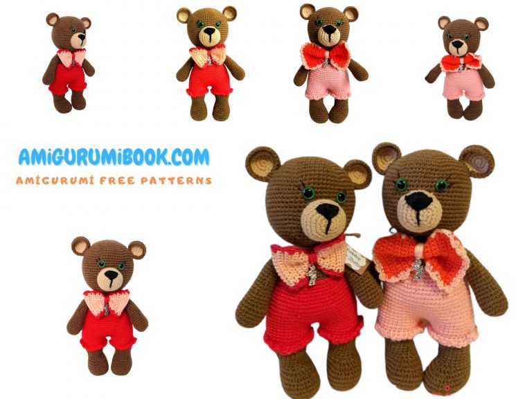Cute Bow Tie Teddy Bear Amigurumi Free Pattern