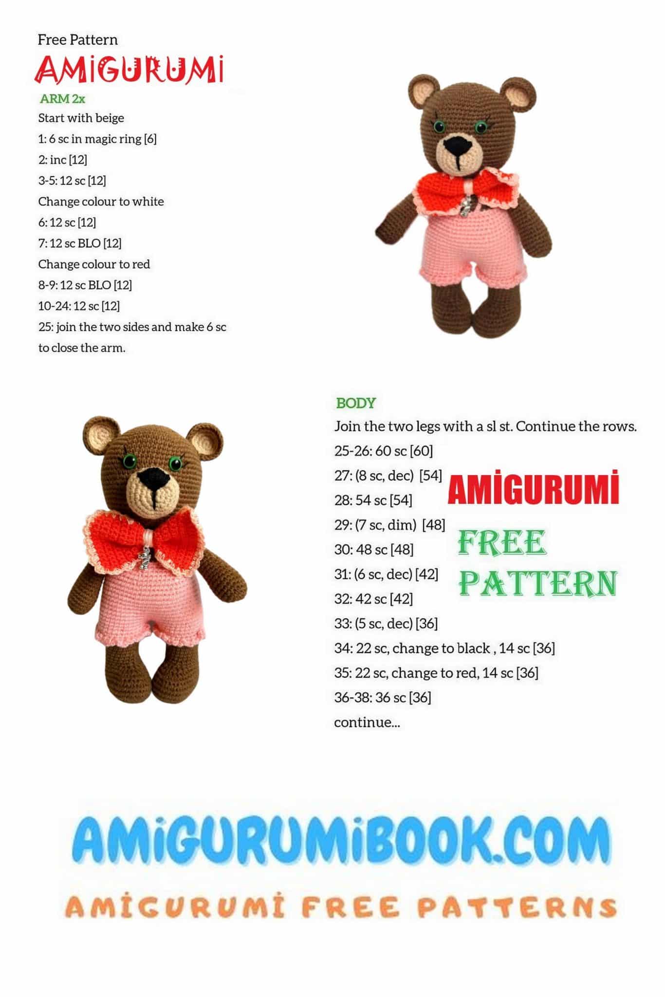 Cute Bow Tie Teddy Bear Amigurumi Free Pattern - Free Amigurumi Crochet ...