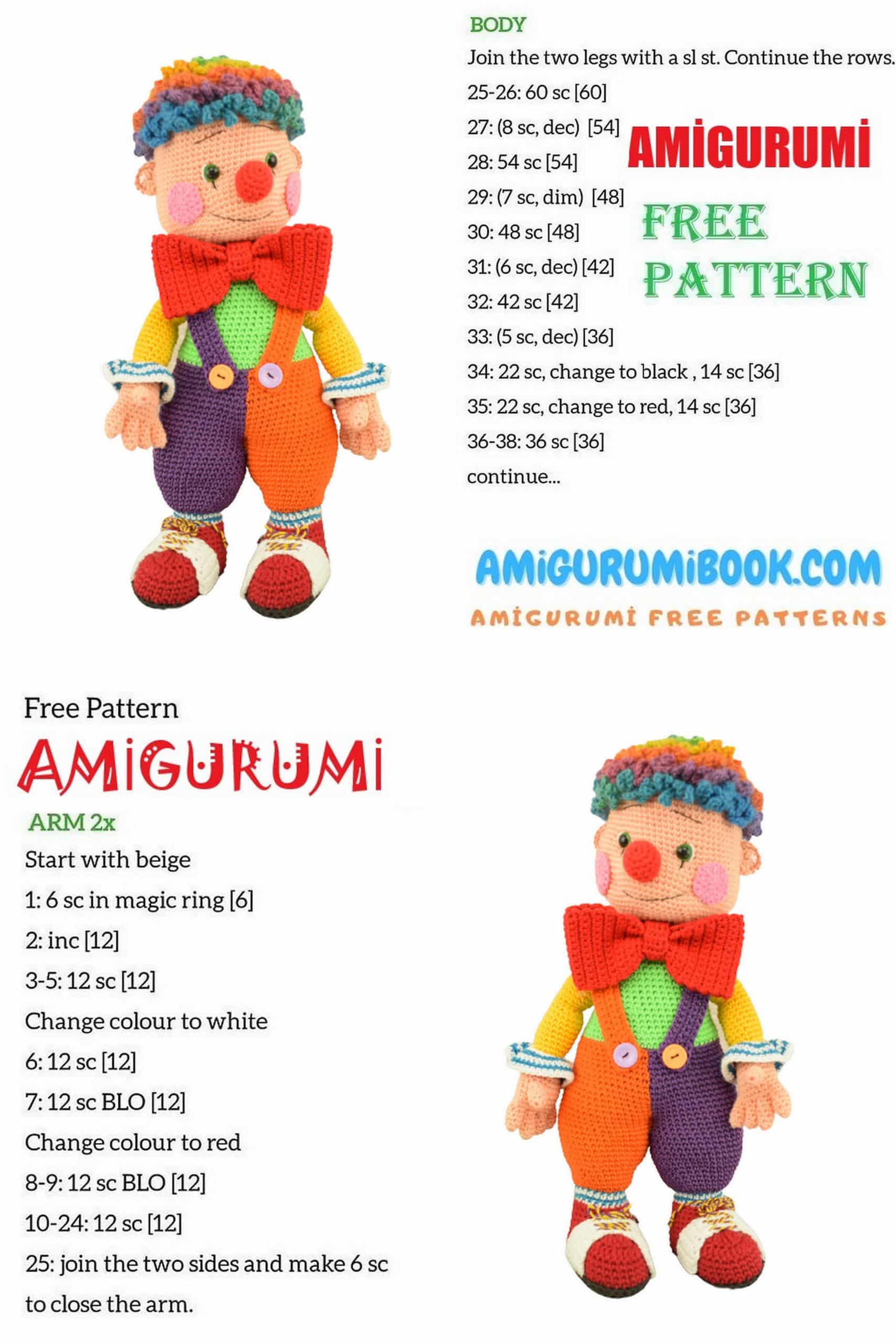 Fooly Clown Amigurumi Free Pattern - Free Amigurumi Crochet Patterns