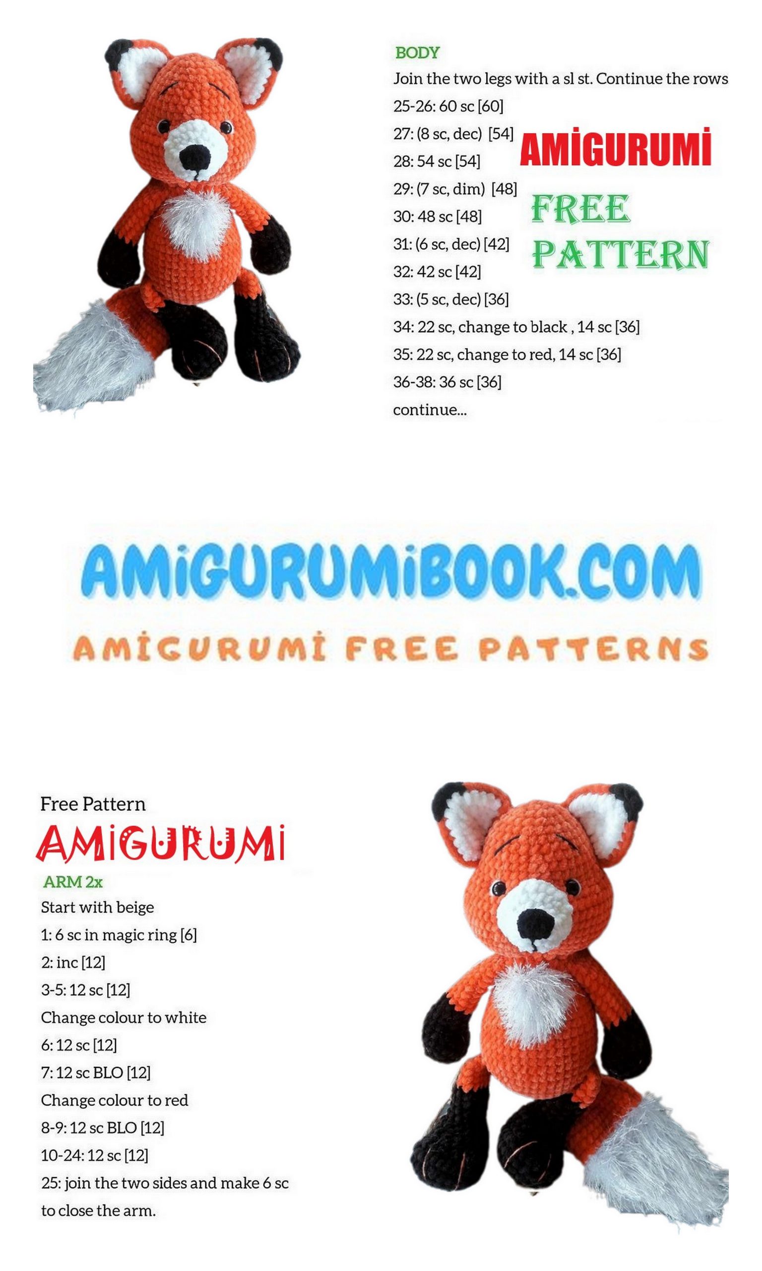 Velvet Cute Fox Cub Amigurumi Free Pattern - Free Amigurumi Crochet ...