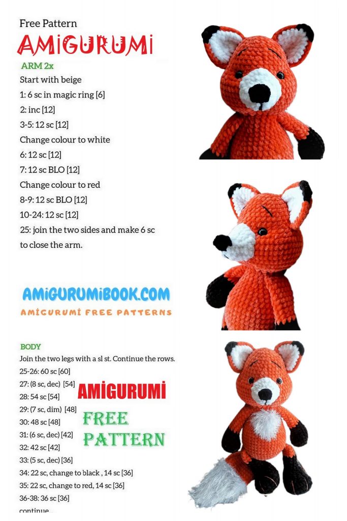 Velvet Cute Fox Cub Amigurumi Free Pattern - Free Amigurumi Crochet ...