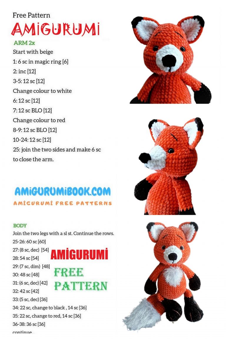 Velvet Cute Fox Cub Amigurumi Free Pattern – Amigurumibook.com