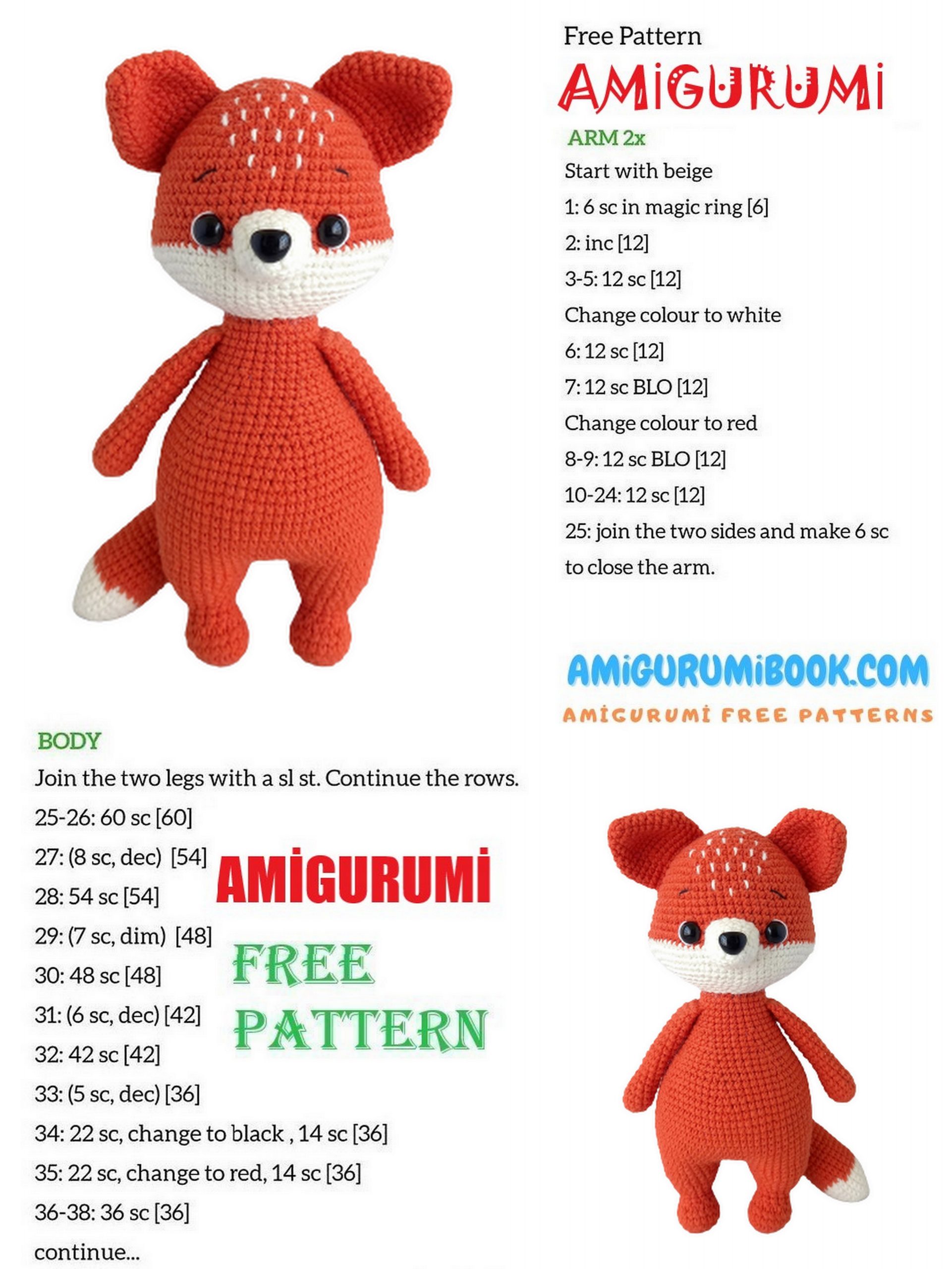 Fox Pip Amigurumi Free Pattern - Free Amigurumi Crochet Patterns