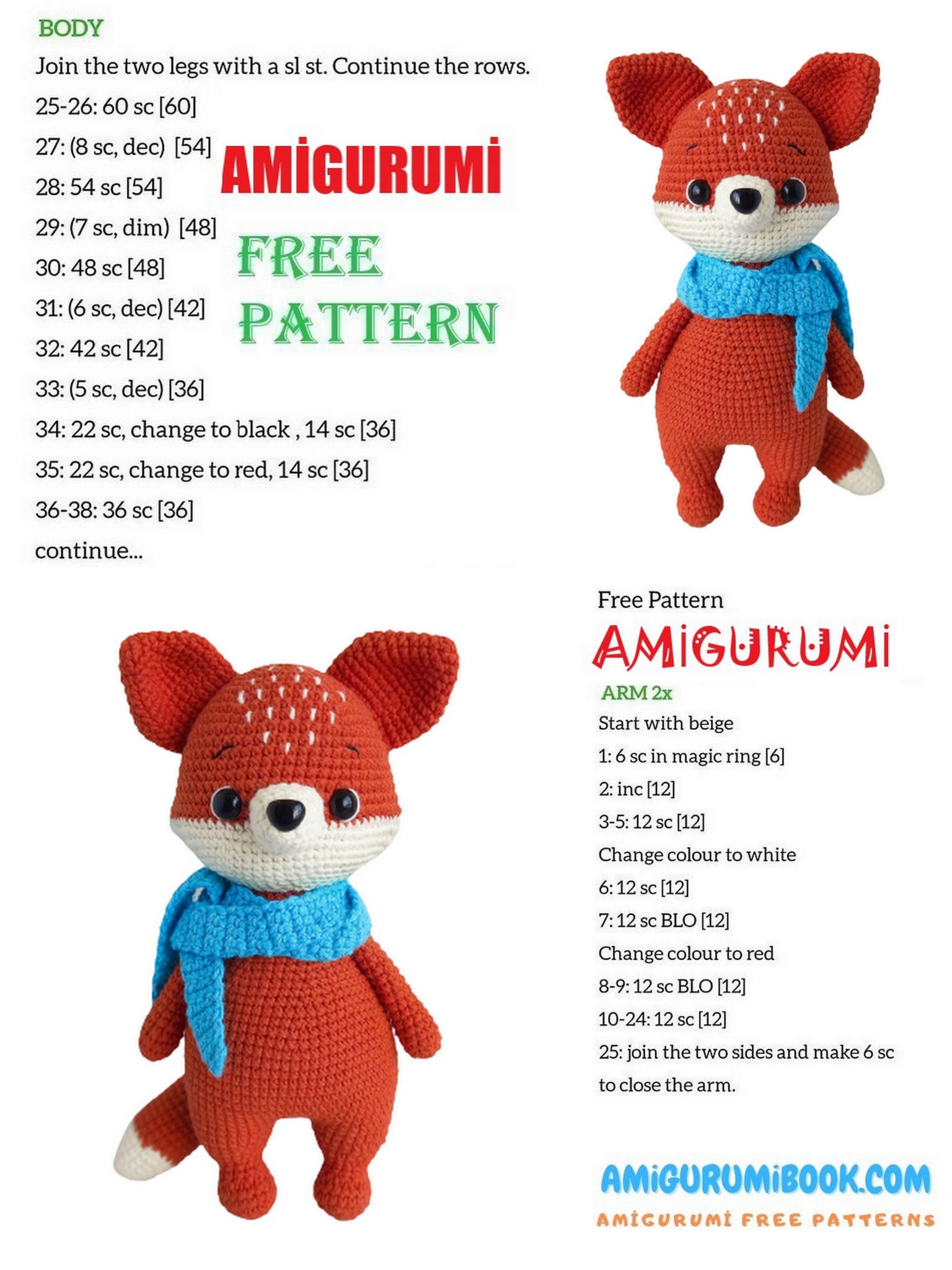 Fox Pip Amigurumi Free Pattern - Free Amigurumi Crochet Patterns