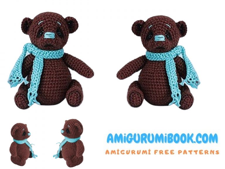 Little Teddy Bear with Scarf Amigurumi Free Pattern