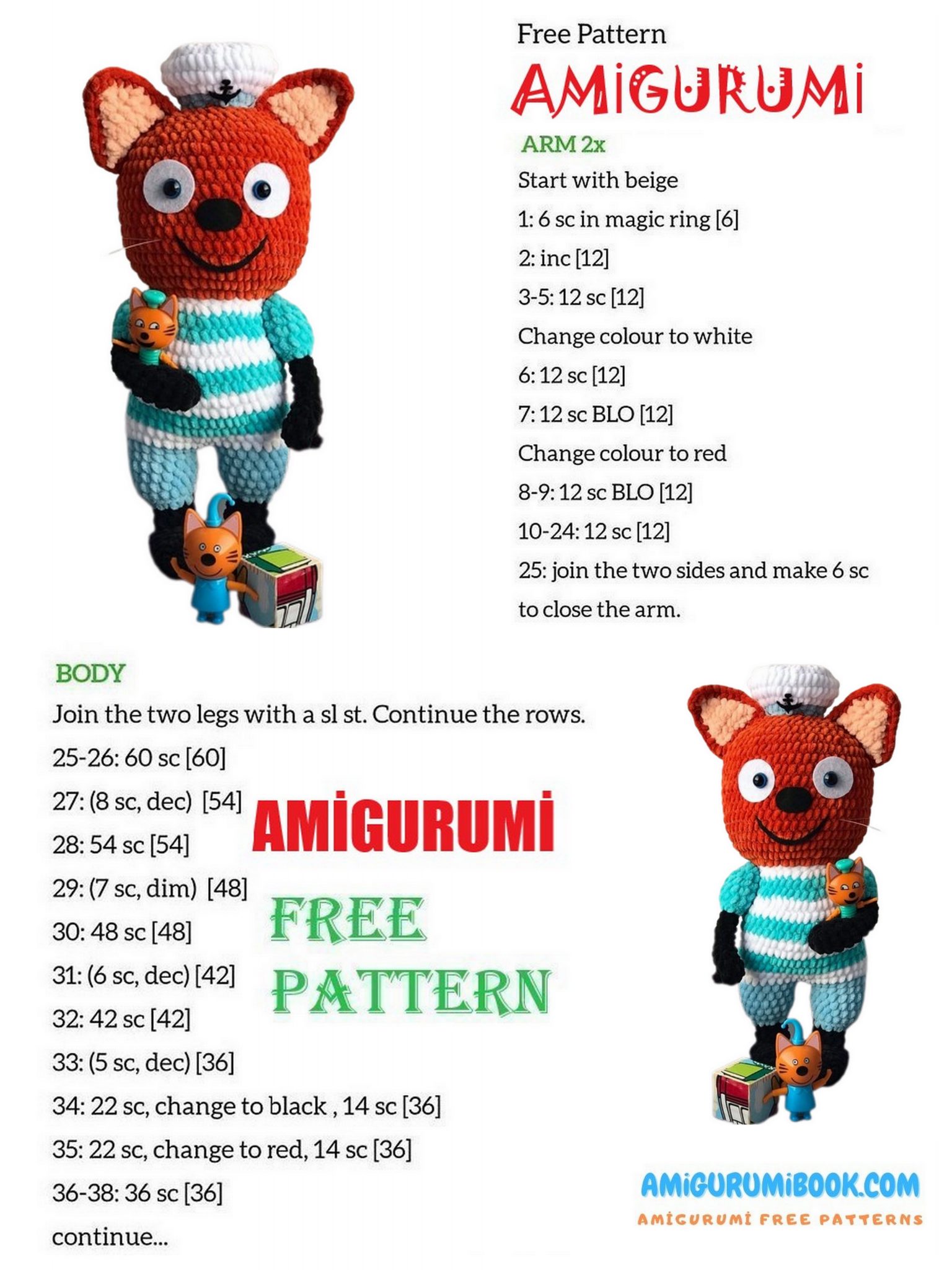 Captain Cat Amigurumi Free Pattern – Free Amigurumi Crochet Patterns