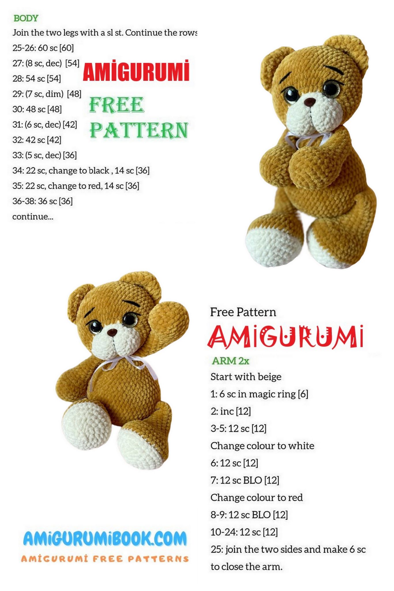 Free Pattern for Adorable Velvet Teddy Bear Amigurumi - Free Amigurumi ...