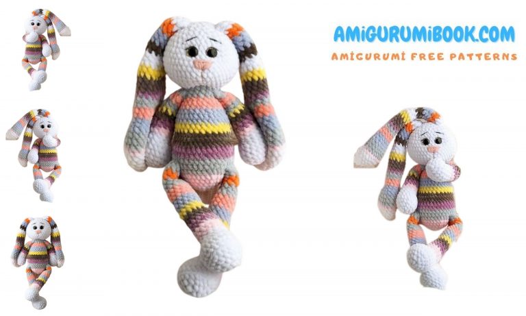 Rainbow Bunny Amigurumi Free Pattern using Velvet Yarn