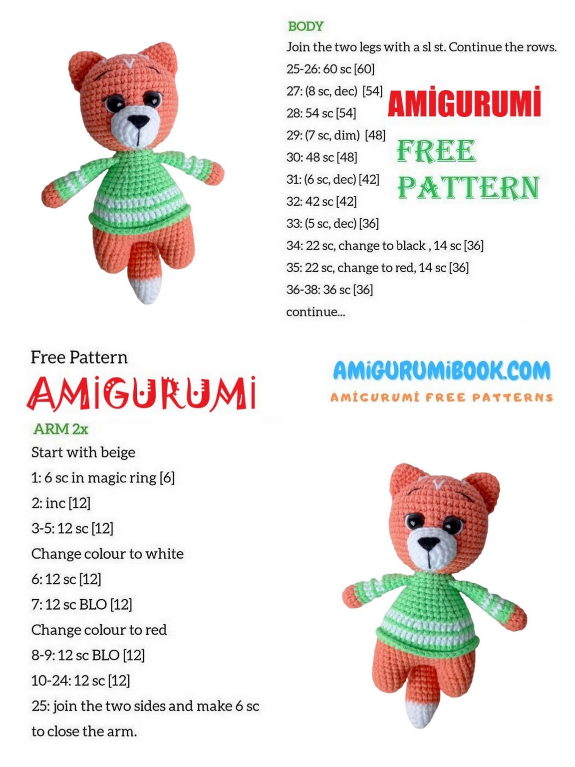 Little Fox Amigurumi with Scarf and Sweater – Free Crochet Pattern ...
