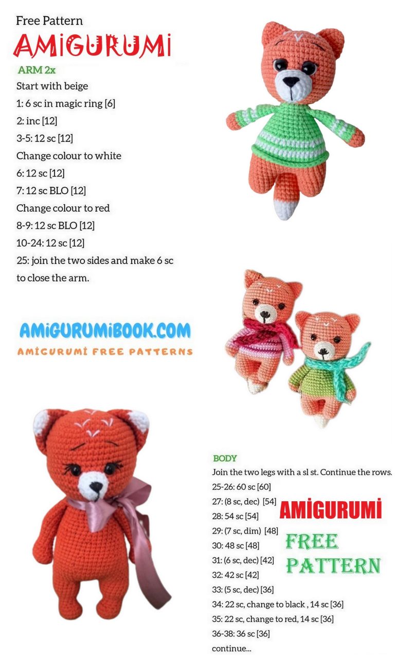 Little Fox Amigurumi with Scarf and Sweater – Free Crochet Pattern ...