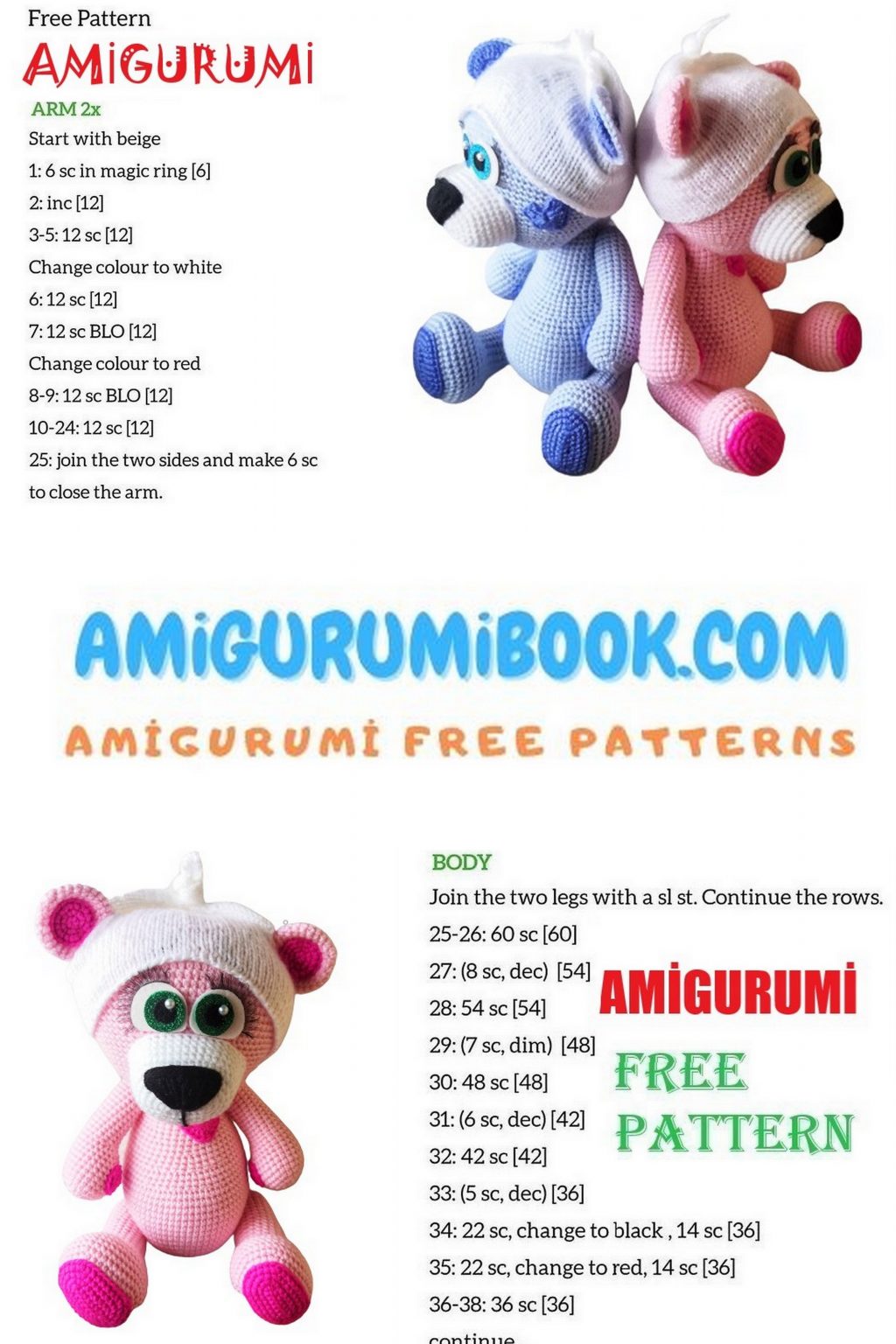 Sweetheart Teddy Bears Amigurumi Free Patterns - Free Amigurumi Crochet ...