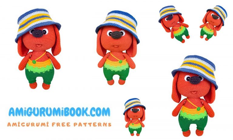 Panama hat Dog Amigurumi Free Pattern