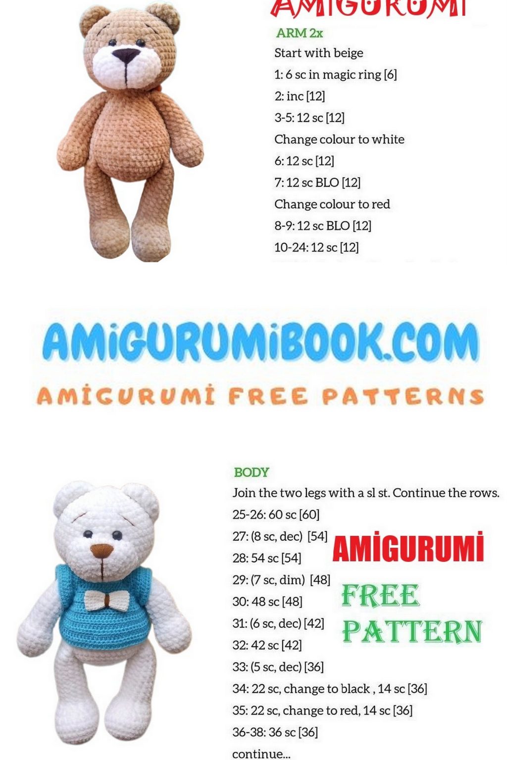 Velvet Big Teddy Bear Amigurumi Free Pattern – Amigurumibook.com