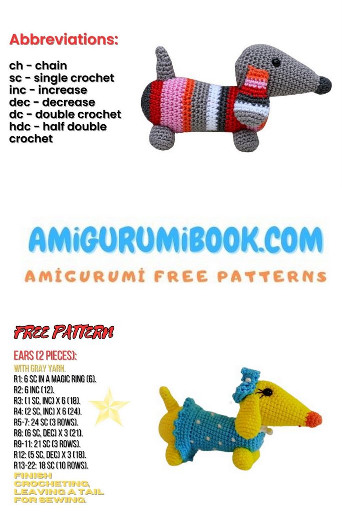 Dachshund Dog Amigurumi Pattern