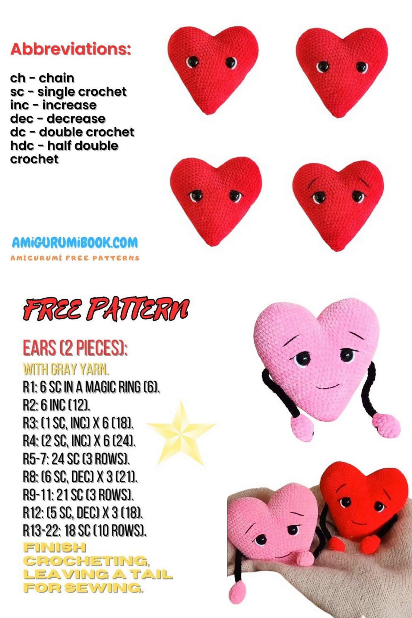 Adorable Heart Amigurumi Free Pattern - Crochet Tutorial - Free ...