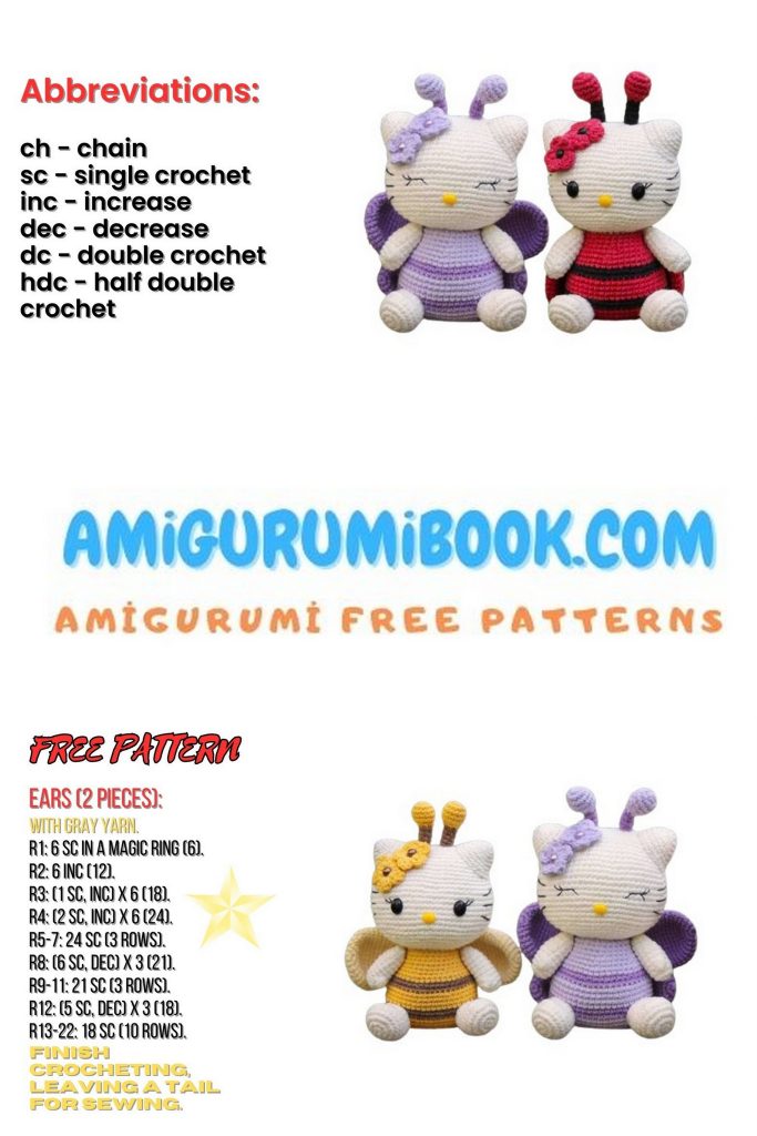 Hello Kitty Amigurumi Pattern