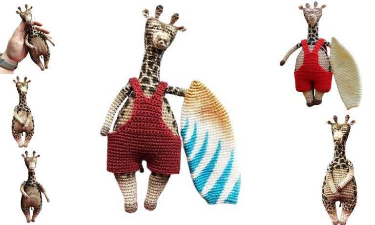 Surfer Giraffe Amigurumi Free Pattern – Crochet Tutorial