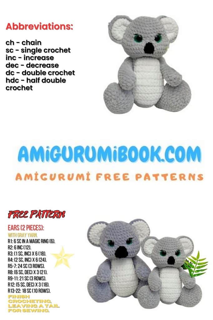 Koala Amigurumi Free Pattern