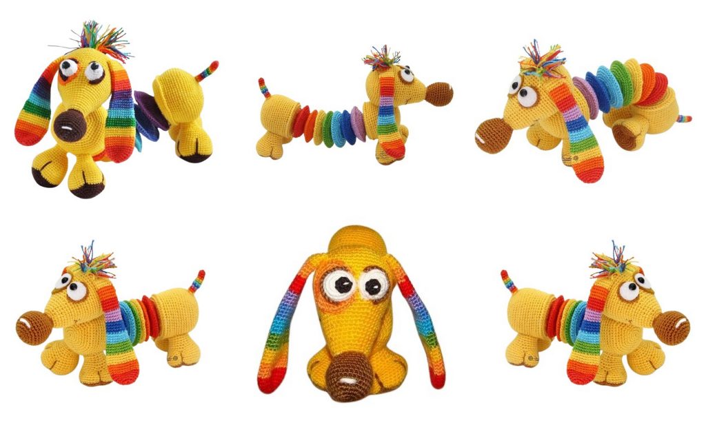 Rainbow Dachshund Amigurumi