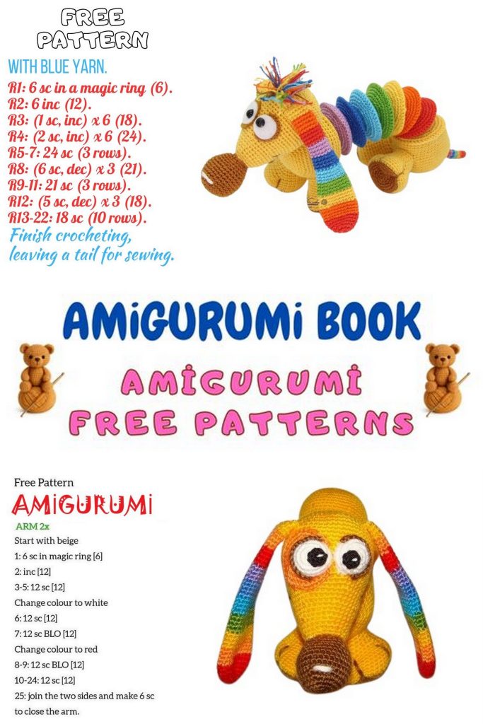 Rainbow Dachshund Amigurumi