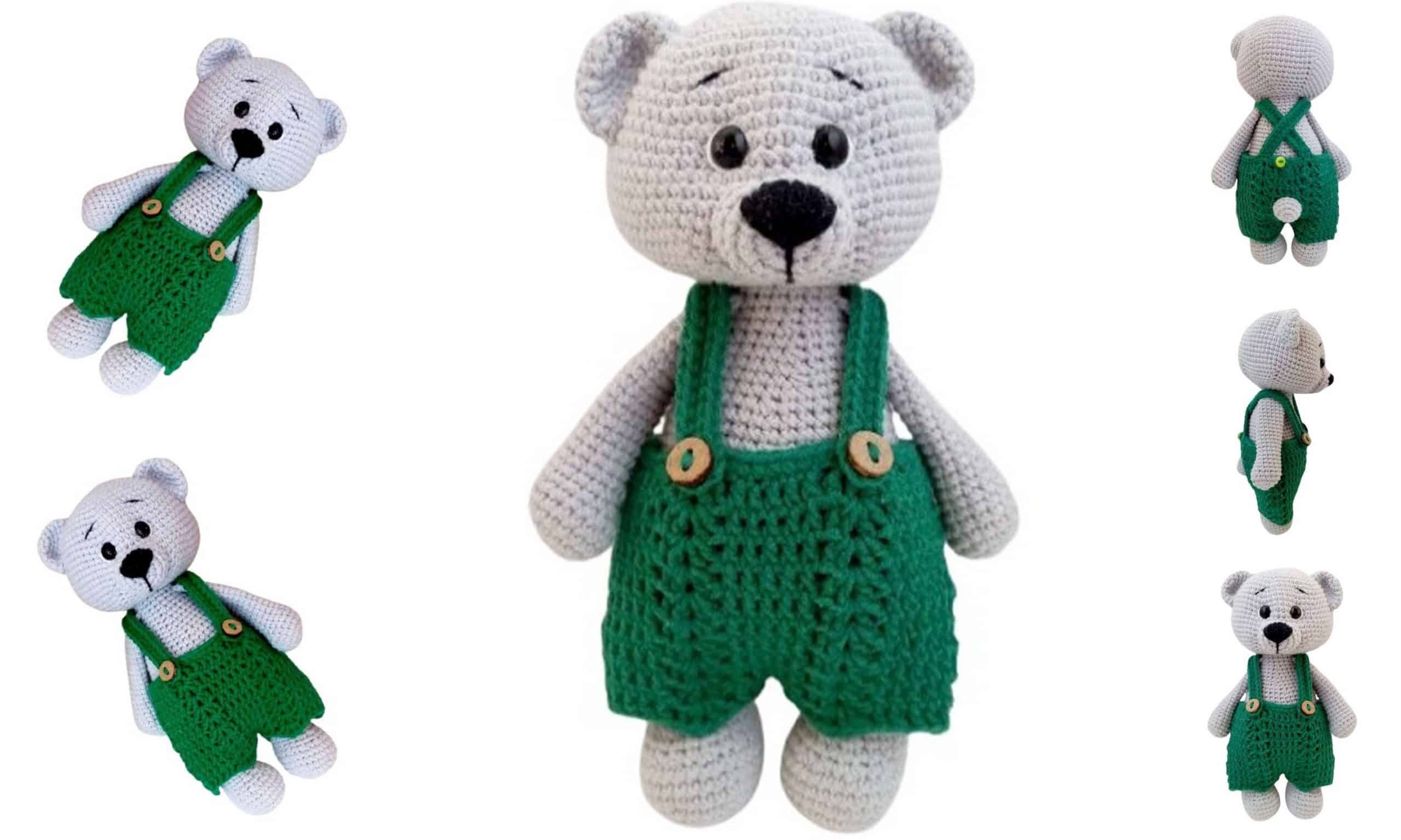 Green Overalls Bear Amigurumi