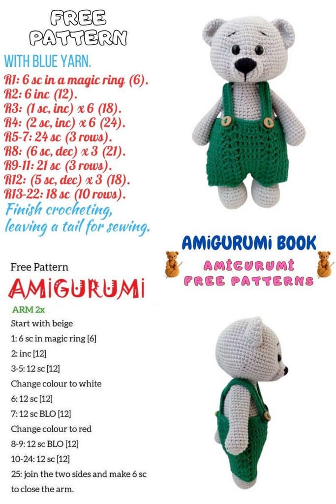 Green Overalls Bear Amigurumi