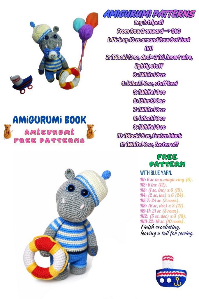 Sailor Hippo Amigurumi