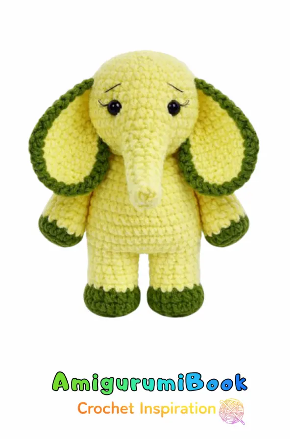 handmade amigurumi elephant crochet pattern plush toy with floppy ears and soft texture