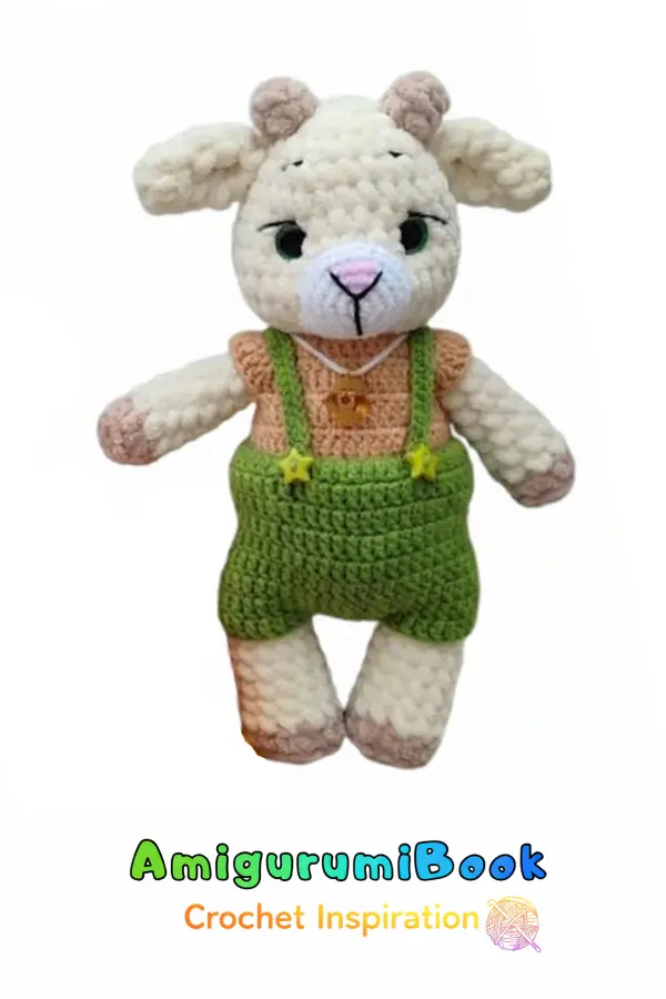 Plush goat amigurumi pattern with cardigan and shorts
