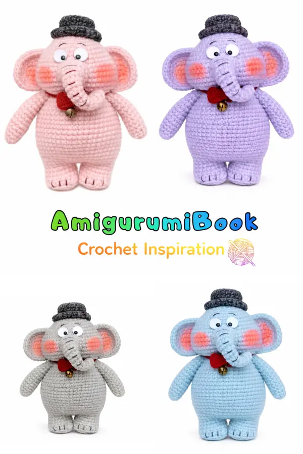 Cute handmade elephant amigurumi pattern finished toy